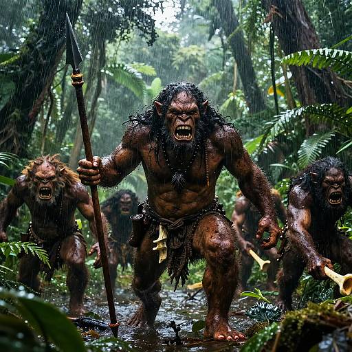 Fierce Troll Chieftain in Jungle Storm