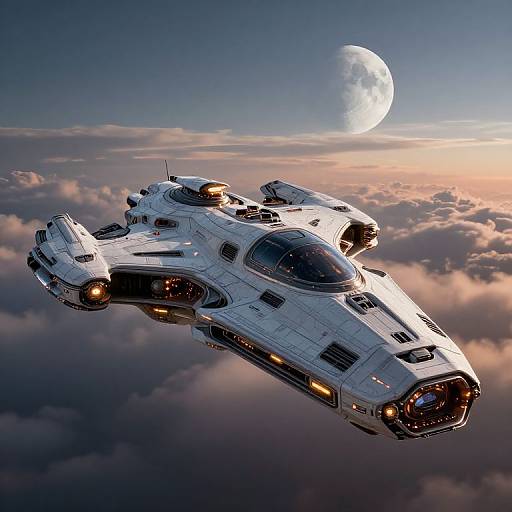 Futuristic Alien Spaceship at Dusk