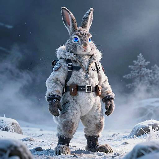 Confident Male Rabbit in Frosty Tundra