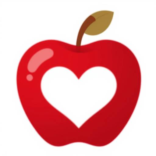 Vector Red Apple with Heart Symbol