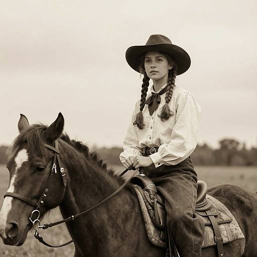 Vintage Western Woman on Horse