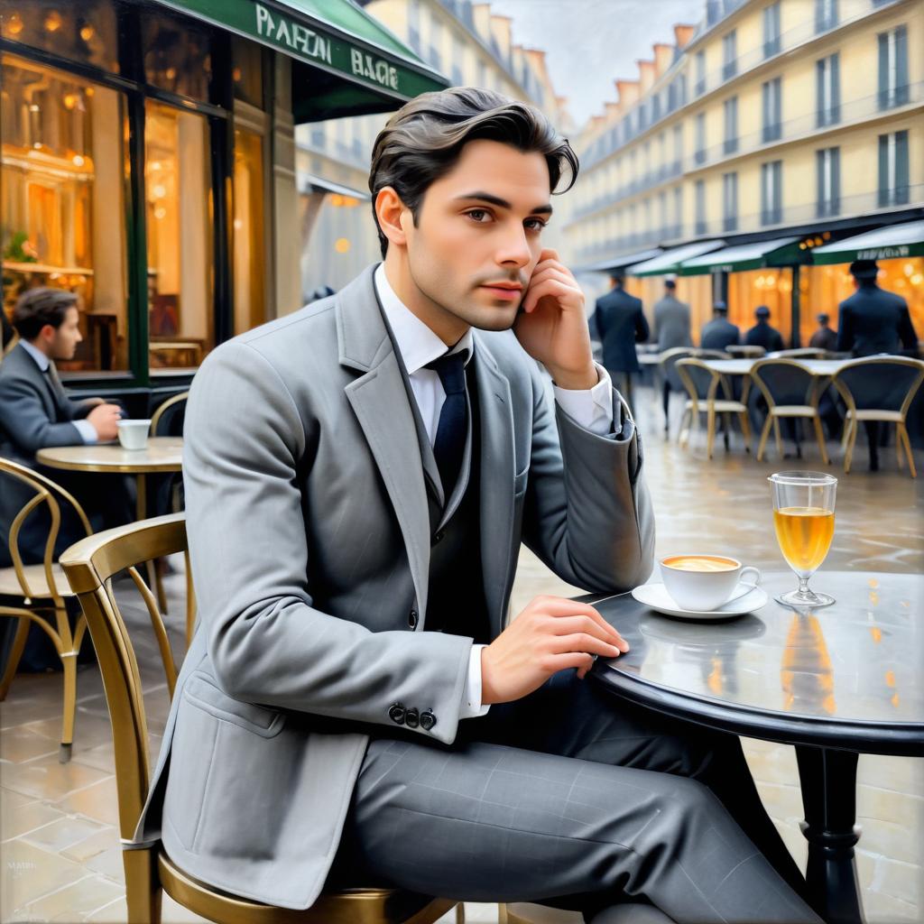 Dapper Man in Parisian Café Scene