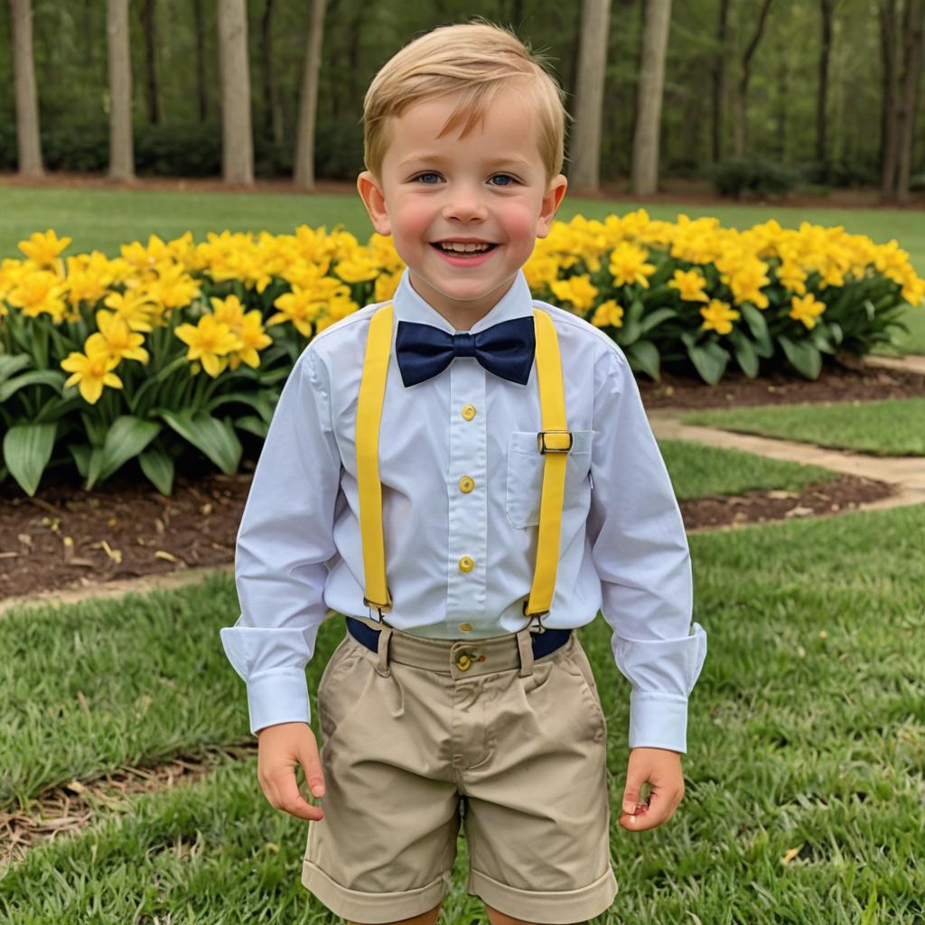 Charming Boy's Easter Outfit with Puppy Picnic