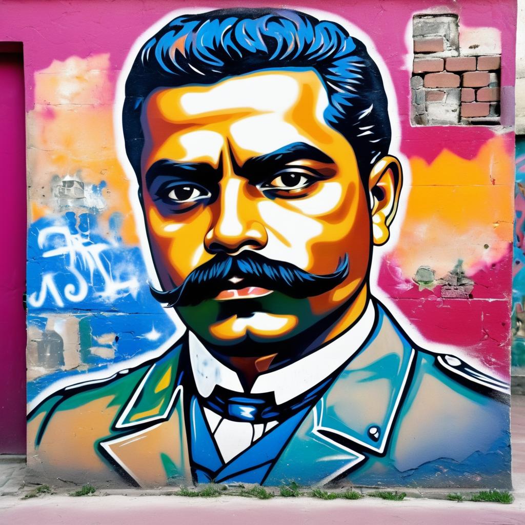 Vintage Graffiti Mural of Emiliano Zapata