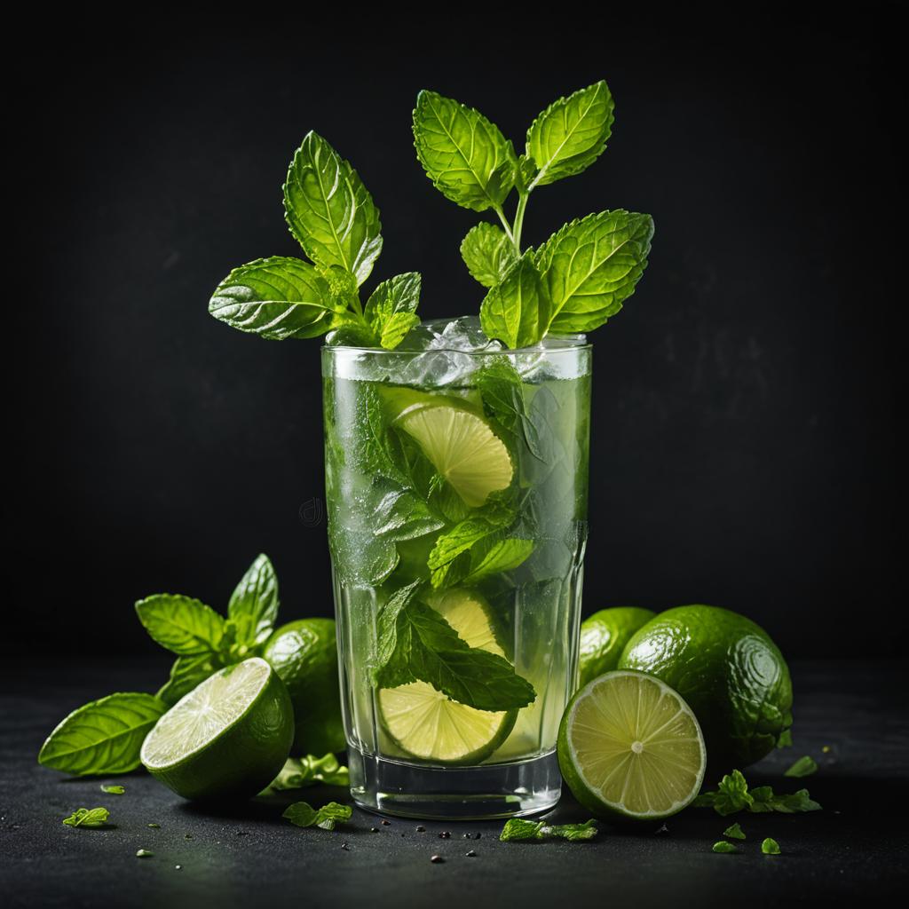 Realistic Mojito on Dark Background