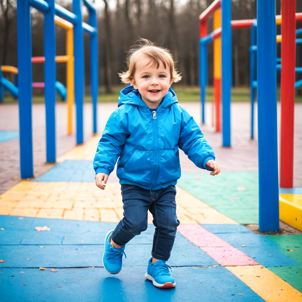 Vibrant Playground Scene with Energetic Child