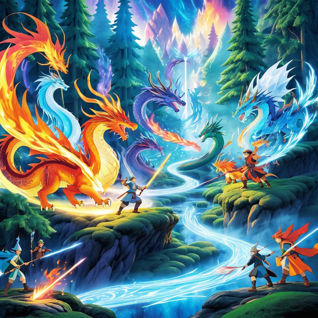 Epic Wizard and Dragon Duel at Dawn