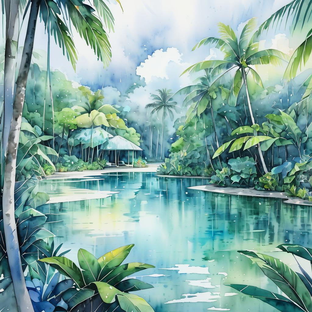 Tranquil Tropical Archipelago in Watercolor