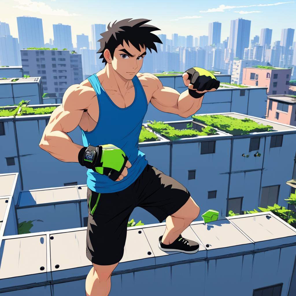 Urban Parkour Expert in Anime Style