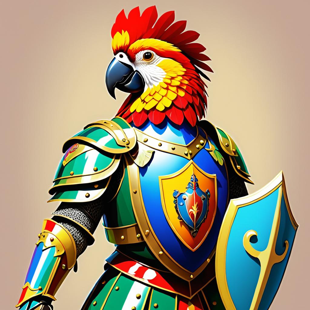 Knightly Parrot in Colorful Armor