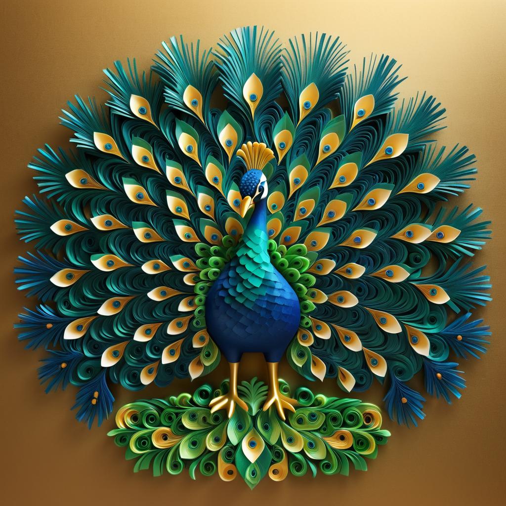 Intricate Rigatoni Peacock Artwork