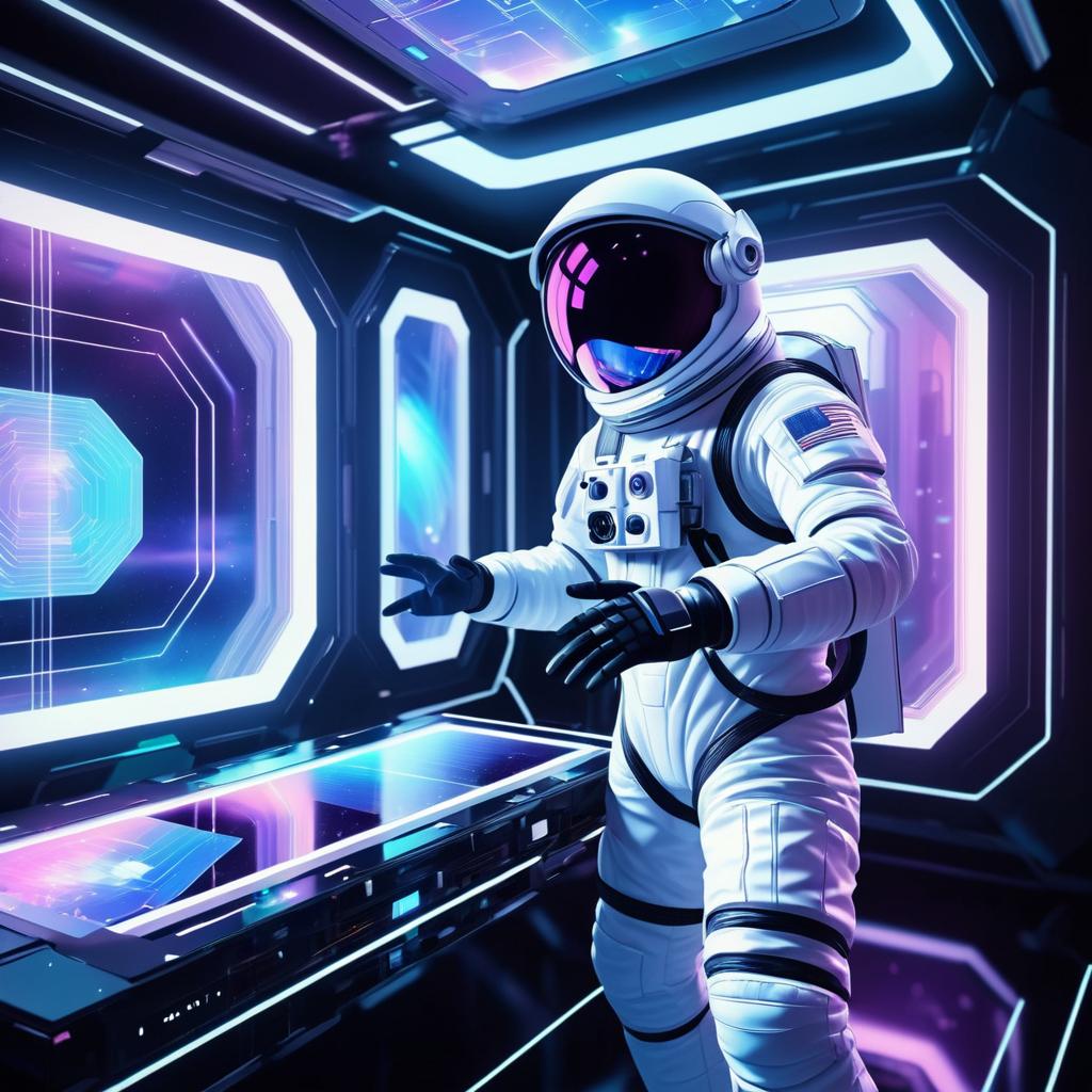 Futuristic Astronaut with Holographic Interface