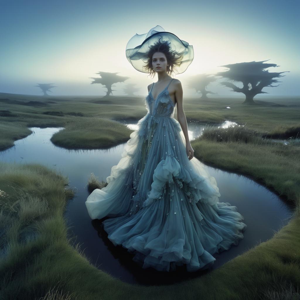 Mystical Witch in Dreamy Landscape Portrait