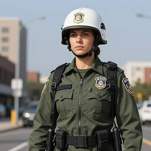 Photorealistic Female Police Officer in Air Suit