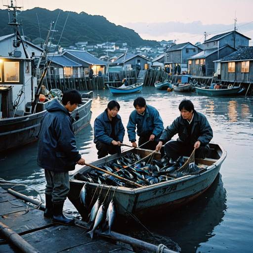 Fishermen with Daily Catch in Seaside Village