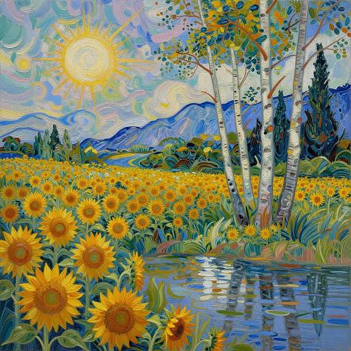 Surreal Sunflower Field with Dreamlike Elements