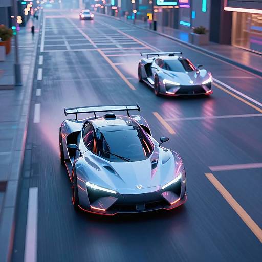 Futuristic Neon Flying Cars Scene