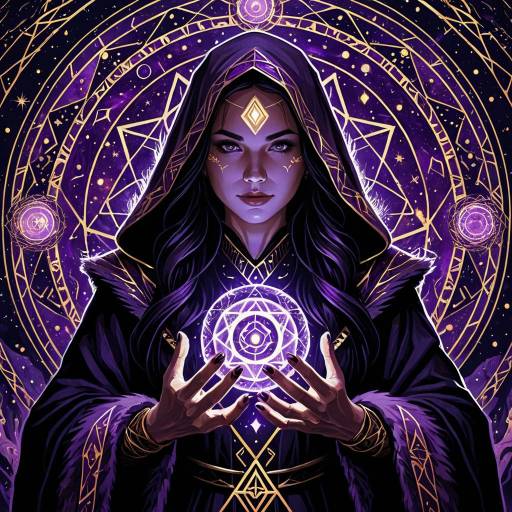 Fantasy Sorceress with Glowing Arcane Runes