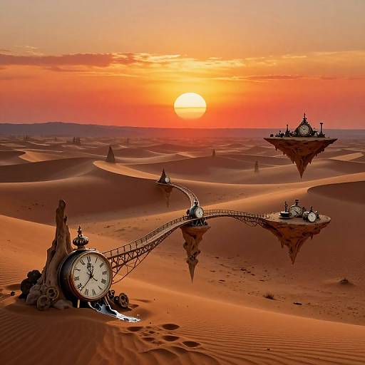 Surreal Dunes with Melting Timepieces