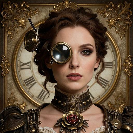 Steampunk Woman with Mechanical Accessories