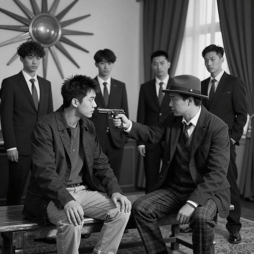 Tense Black and White Photograph Scene