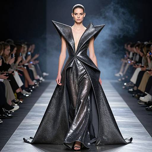 Alaia-Inspired Metallic Couture Gown