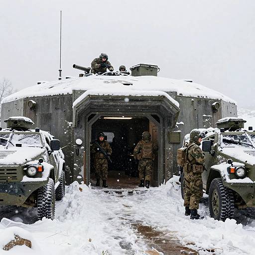 Snowy Mountain Military Bunker Scene