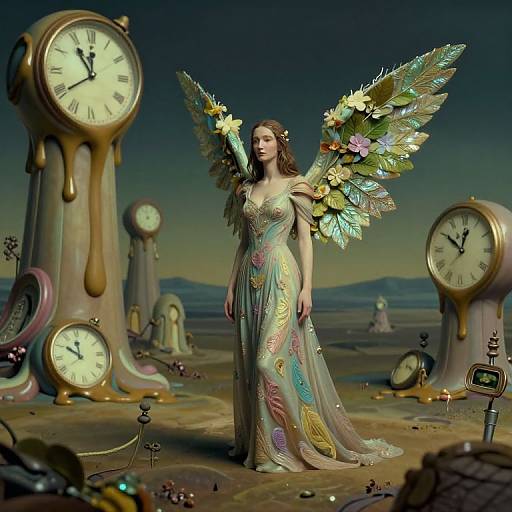 Surreal Dreamscape with Melting Clocks