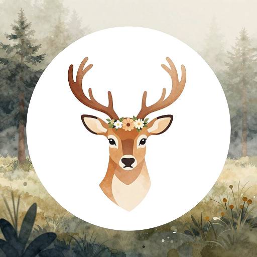 Gentle Deer Watercolor Profile Avatar