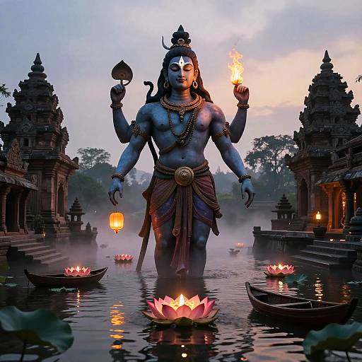 Third-Eyed Shiva in Flooded Twilight Temples