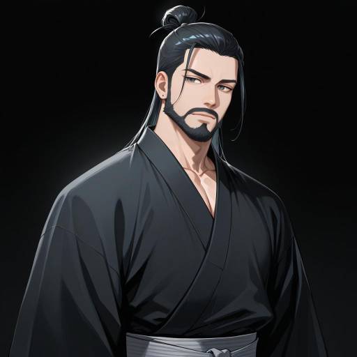 Muscular Young Man in Japanese Kimono Muscular Young Man in Japanese Kimono