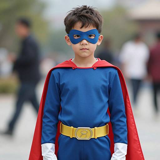 Male Superhero in Costume Outdoors