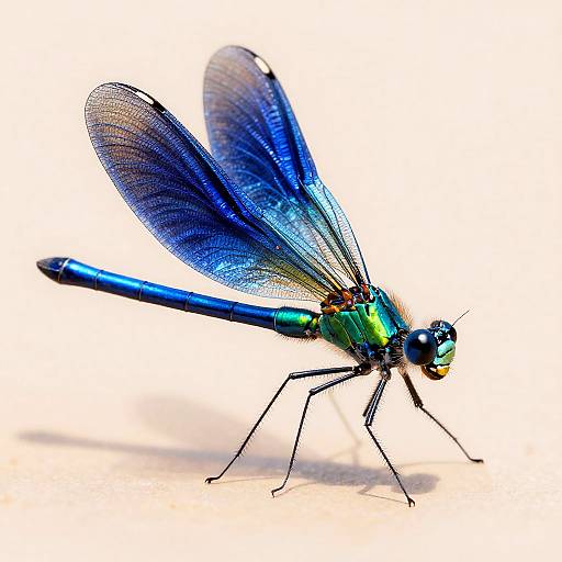 Watercolor Damselfly Among Bluebell Blooms