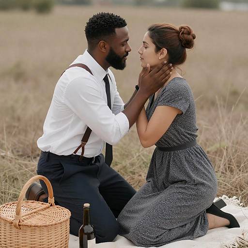 Intimate Couple Portrait in Grassy Field