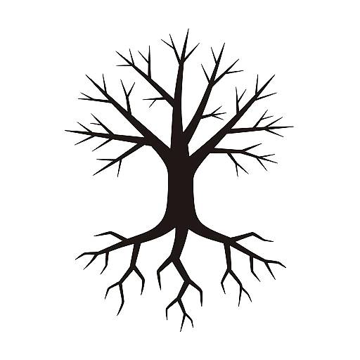 Minimalistic Tree with Hand-Shaped Roots