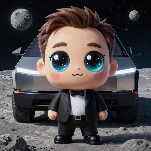 Kawaii Elon Musk with Cybertruck