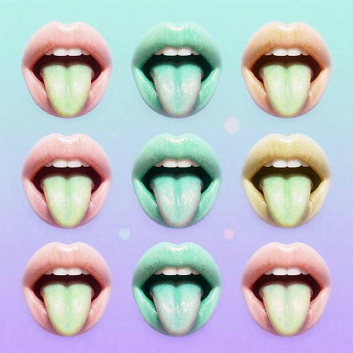 Iridescent Opal Lips Surreal Pop-Art