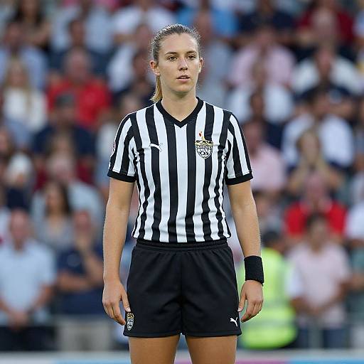 Woman Referee in Uniform Crowd