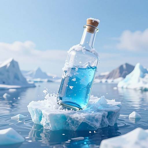 Surreal Glass Bottle in Arctic Dreamscape