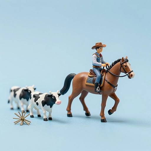 Tiny Cowboy Adventure on a Blue Background