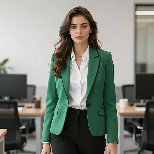 Professional Woman in Green Blazer