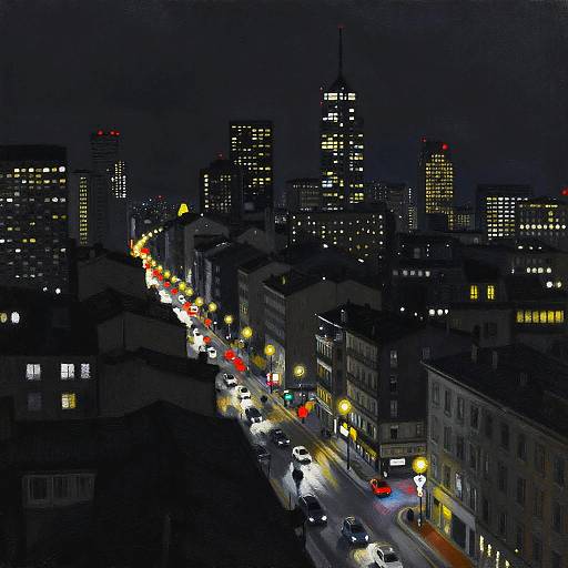 Charcoal Nighttime City Skyline