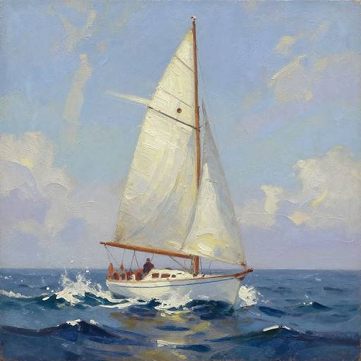Impressionistic Sailboat on Ocean