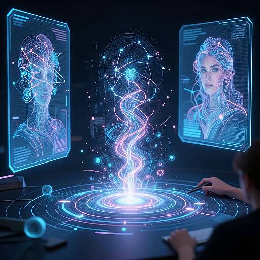 Futuristic AI Art Tutorial Scene