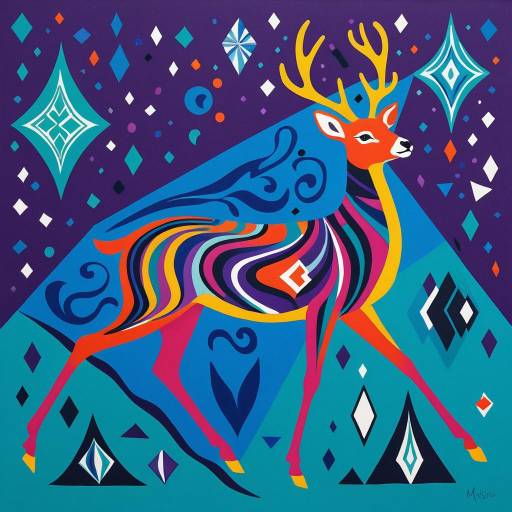 Abstract Mystical Deer in Matisse Style Abstract Mystical Deer in Matisse Style