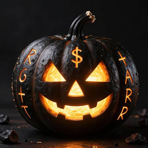 Enchanted Black Pumpkin with Runes