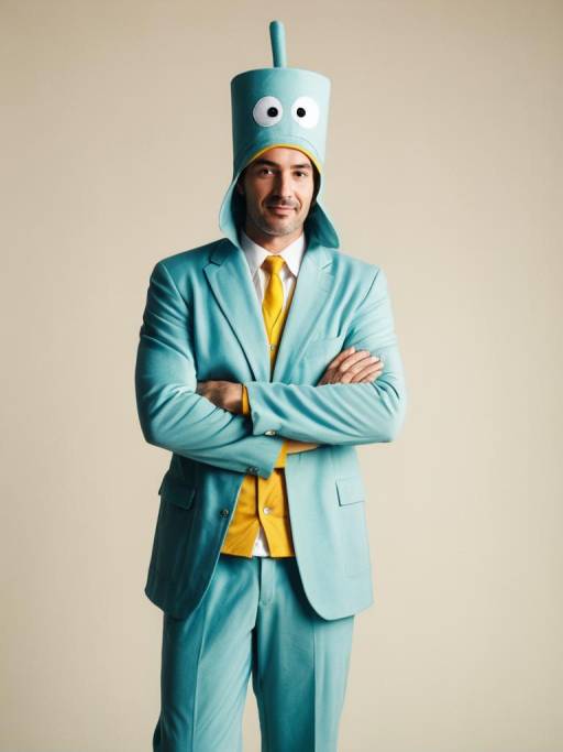 Man in Blue Cartoon Character Costume