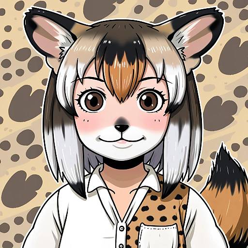 Illustration of African wild dog (kemono friends), kemono friends in the style of Y2