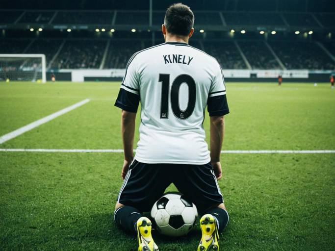 Soccer Player Kneeling on Field