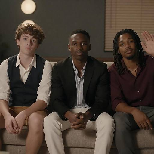 Three Young Men Sitting on Couch